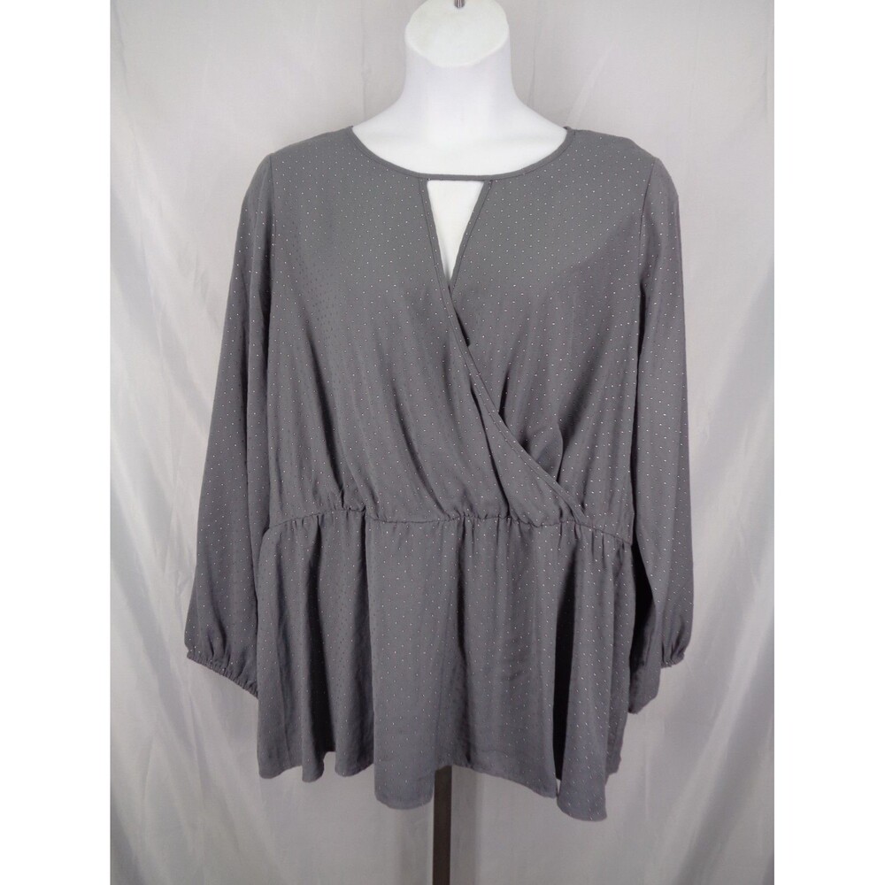 Lane Bryant Gray Surplice Peplum Top Blouse Embellished Plus Size 24 New